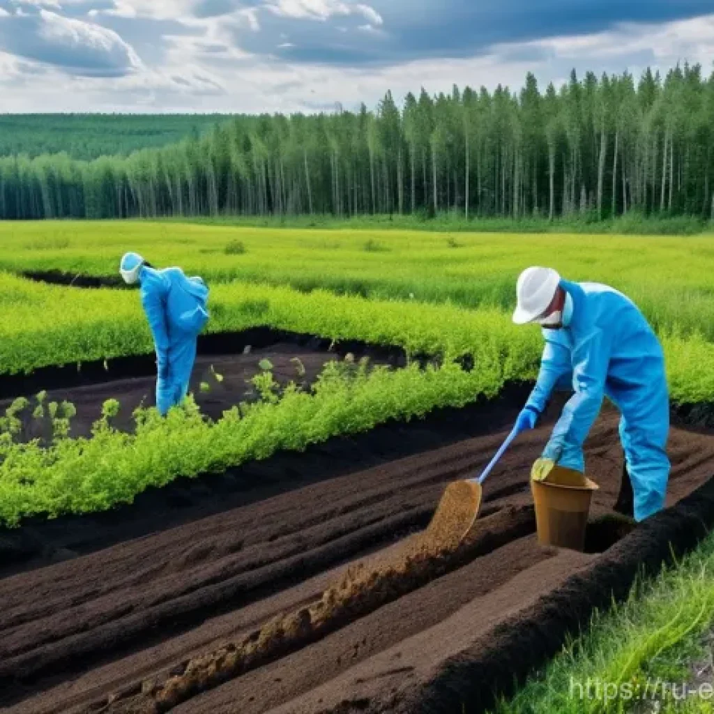환경영향평가와 환경 복원 기술 - **Prompt:** A sprawling landscape in Russia's Kuzbass region, showcasing a triumphant ecological res...
