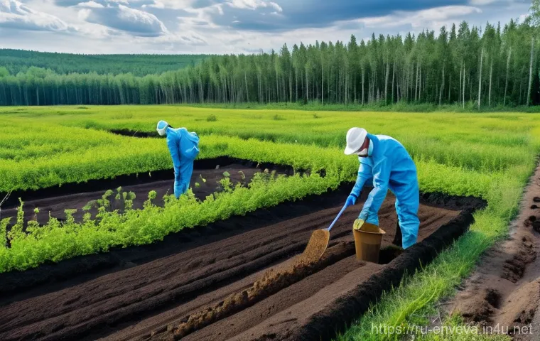 환경영향평가와 환경 복원 기술 - **Prompt:** A sprawling landscape in Russia's Kuzbass region, showcasing a triumphant ecological res...