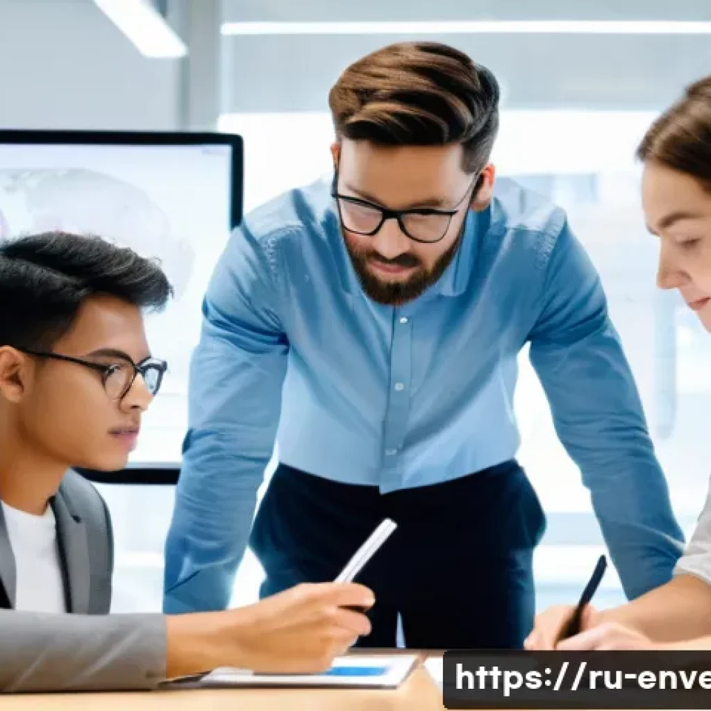 환경영향평가사 멘토링 프로그램 활용법 - **Prompt:** A diverse group of young and experienced environmental impact assessment (EIA) specialis...