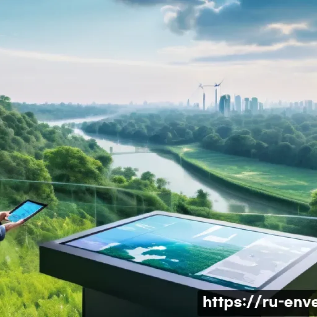 환경영향평가 관련 최신 도서 리뷰 - A high-tech environmental monitoring scene featuring drones flying over a lush green forest and a la...