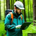 Home 21 환경영향평가사의 전문성 강화 전략 - A modern environmental scientist in a field setting conducting ecological research, wearing practica...
